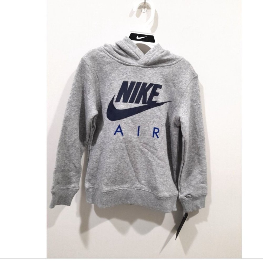 Nike Youth Kid's Swoosh Sweatshirt Hoodie Long Sleeve Size 5 Gray and Blue